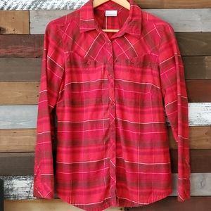 COLUMBIA BRIGHT RED FLANNEL SIZE LARGE!